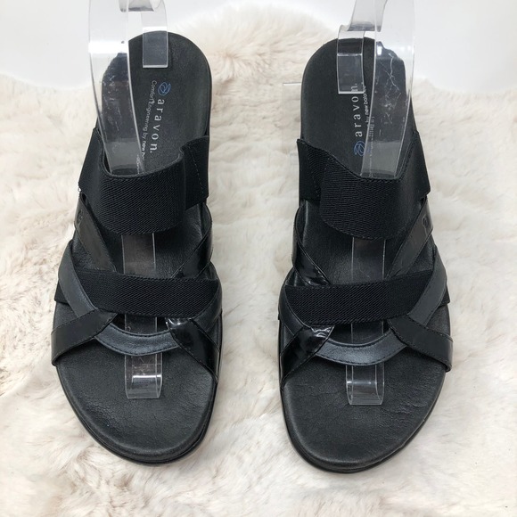 Aravon Black Strappy Women's Comfort Slide On Sandals 9B - Picture 3 of 8
